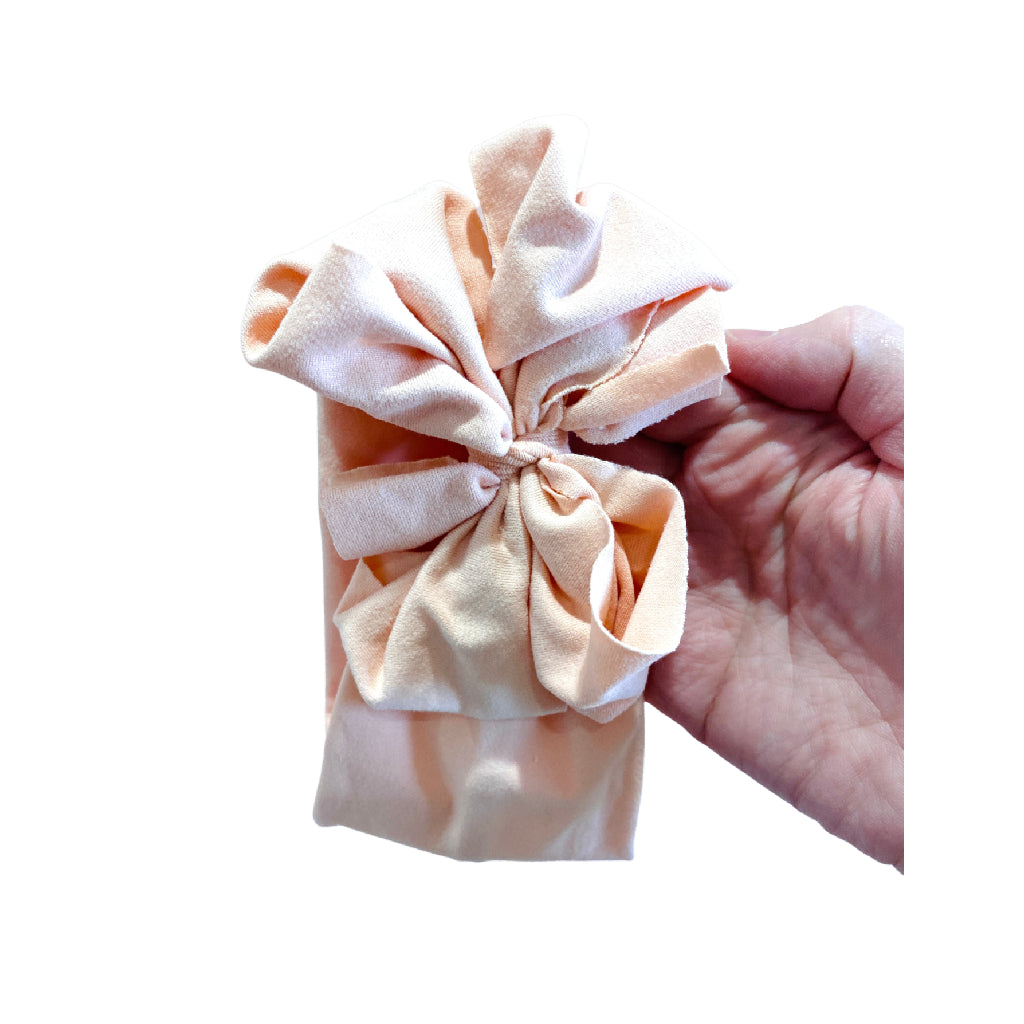 Soft Peach Messy Bow