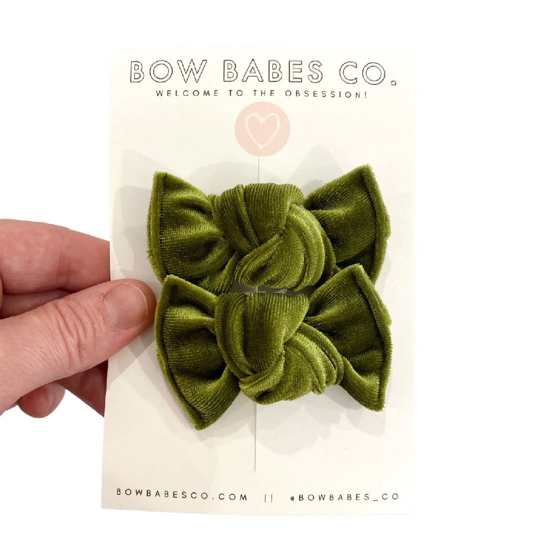 Olive Velvet Piggy Set