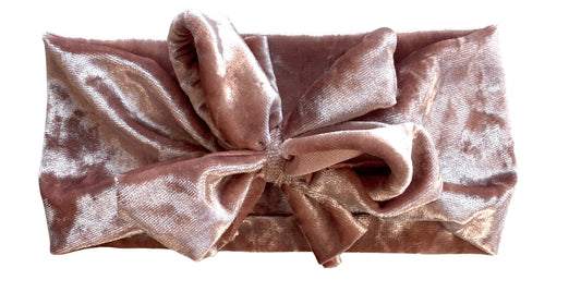 Muted Blush Crushed Velvet Messy Bow