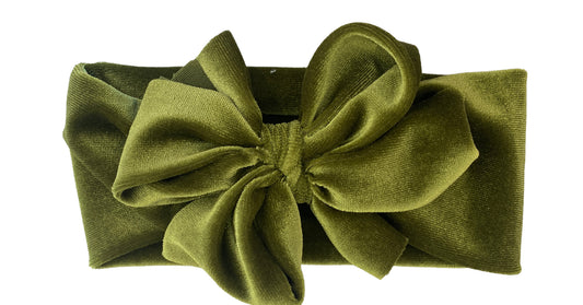 Messy Bow: Olive Green Velvet